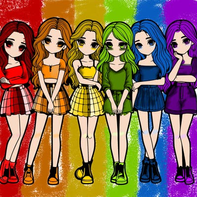 a group of girls realistic