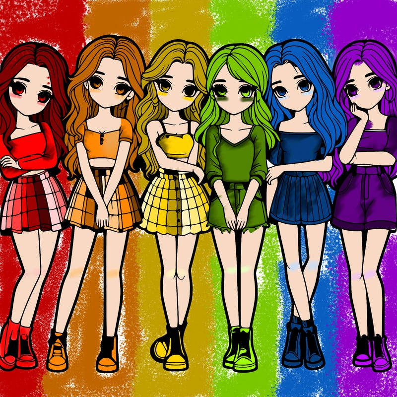 a group of girls realistic