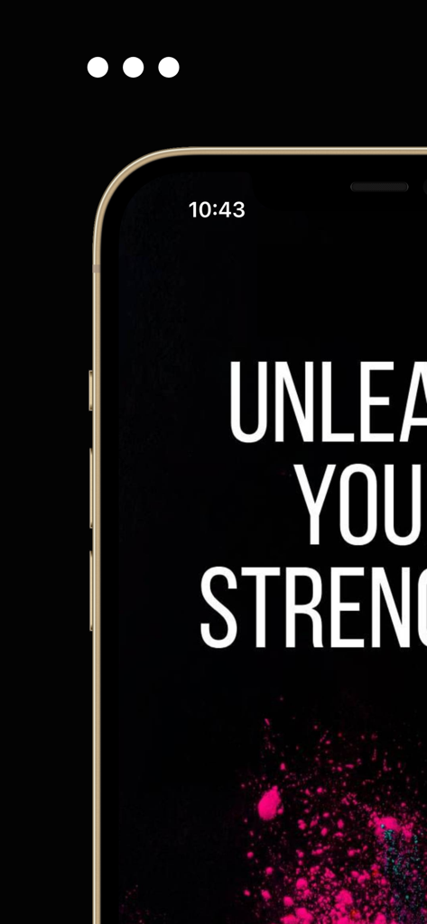 THINKCRM FITNESS - Smartphone che visualizza la schermata di benvenuto dell'app THINKCRM FITNESS con lo slogan Unleash Your Strength.