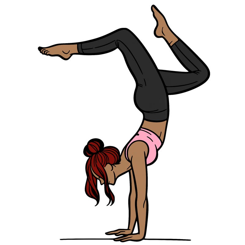 a woman doing a handstand