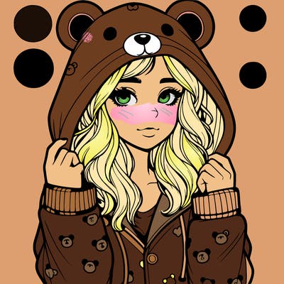 realistic girl in a animal pjs hoodie