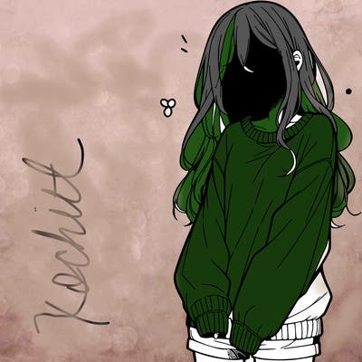 manga teen girl  in a sweater and baggy pants