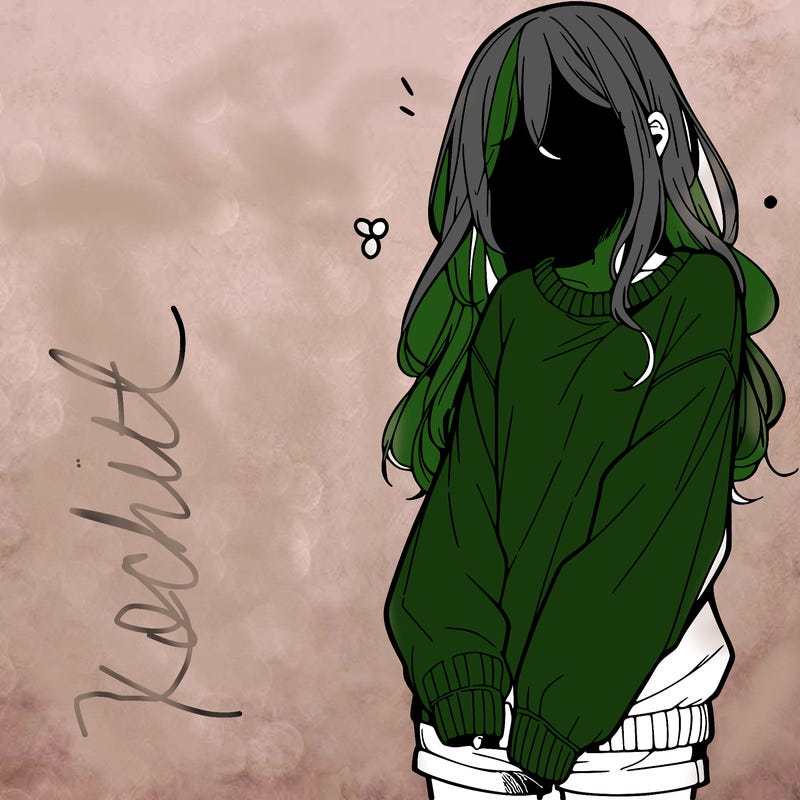 manga teen girl  in a sweater and baggy pants