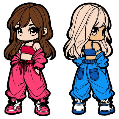 girl in crop top and baggy pants