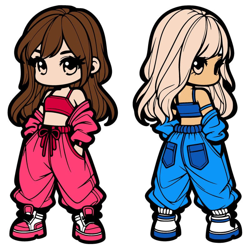 girl in crop top and baggy pants