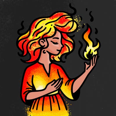 woman with fire