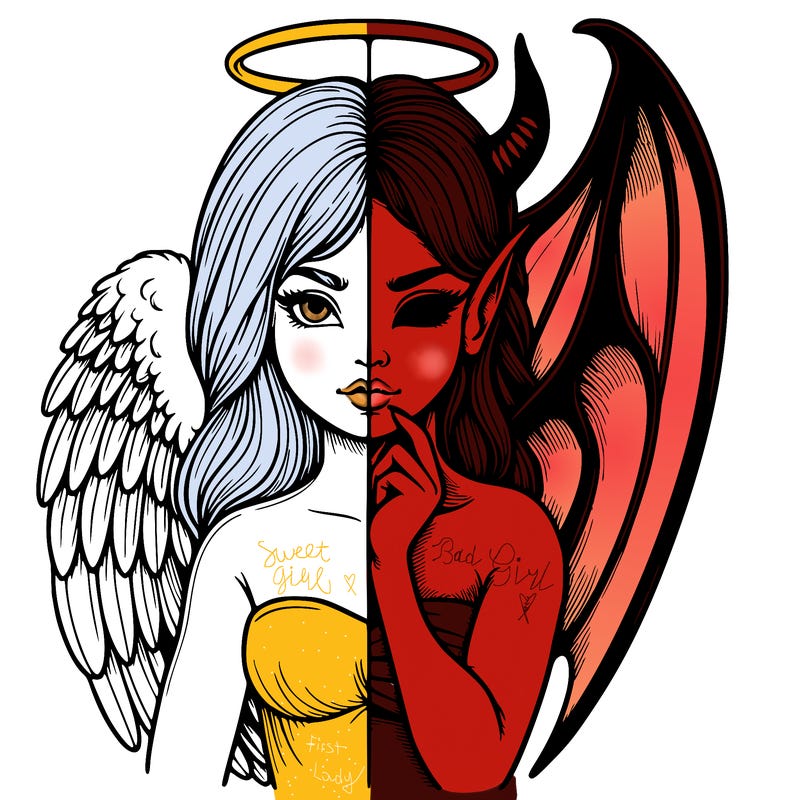 realistic angel half demon