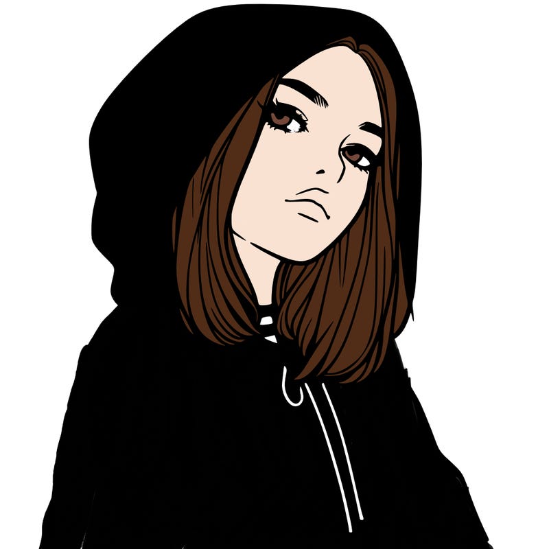 a realistic girl in a hoodie