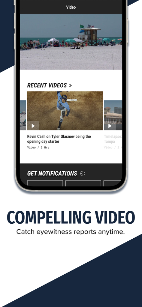 WFLA News Channel 8 - Tampa FL - WFLA News Channel 8 app interface displaying recent video reports and local sports news