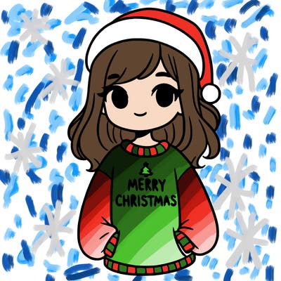 girl with a sweatshirt that says merry christmas
