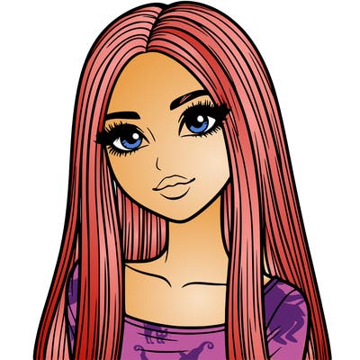 realistic girl with straight and long hair