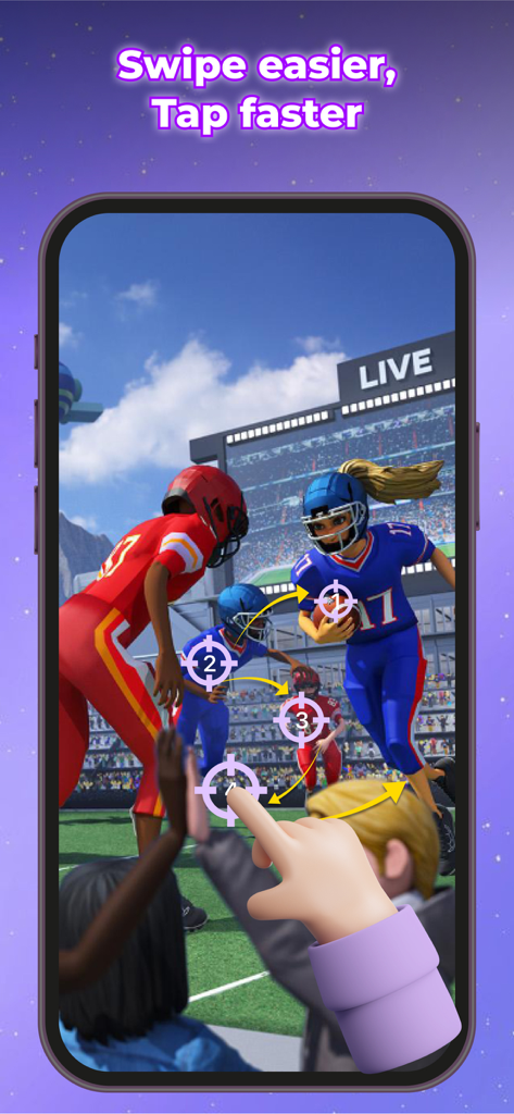 Tapping: Auto Clicker App - A mobile interface of the Tapping Auto Clicker app demonstrating multi-click automation on a football game.