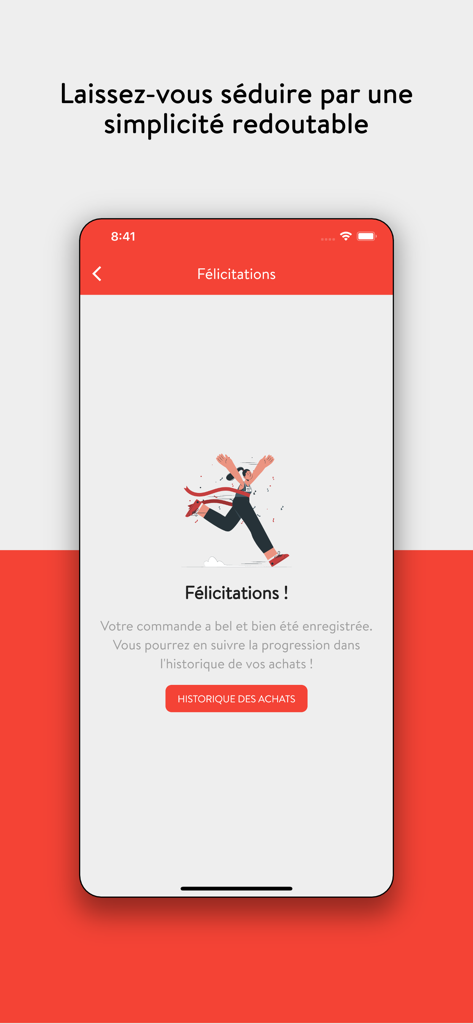 Marketo - Marketo app order confirmation screen with success message and purchase history button
