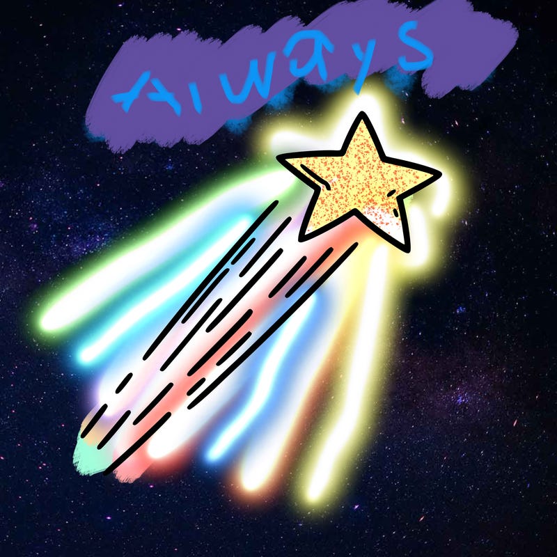 a shooting star in the sky