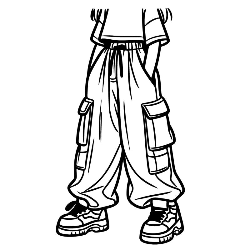 a girl with baggy cargo pants