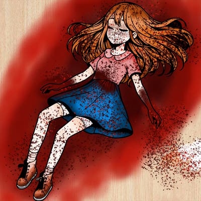 realistic girl floating