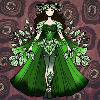 druid female in a leafy outfit
