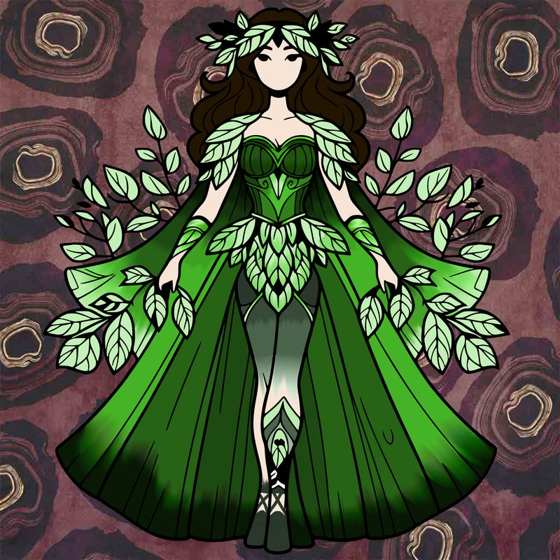 druid female in a leafy outfit
