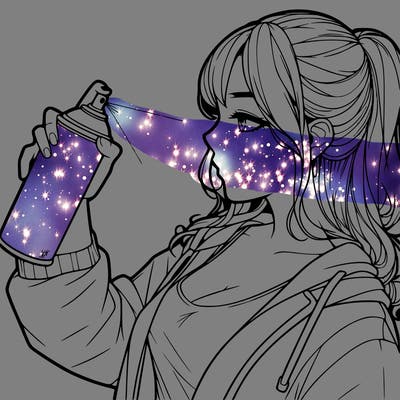 a realistic girl spray, painting