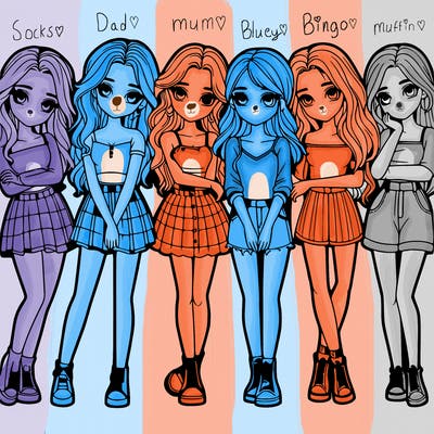 a group of girls realistic