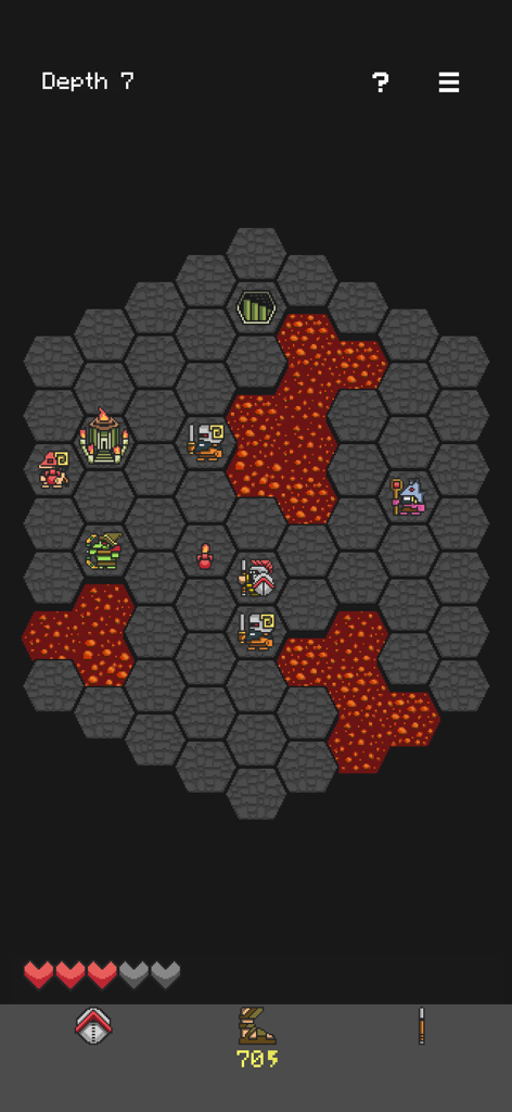 Hoplite - A tactical hex grid combat scene from the game Hoplite with pixel art graphics