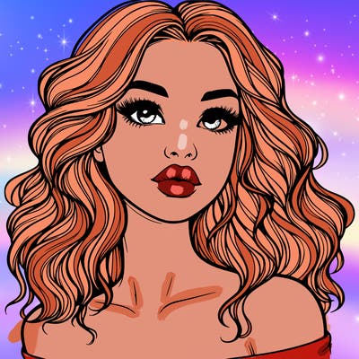 realistic girl with wavy hair and lips
