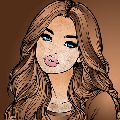 realistic girl with hair on her hair and lips