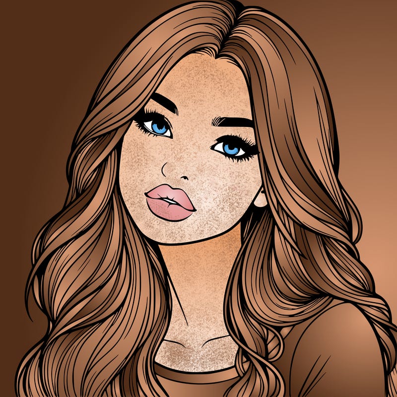 realistic girl with hair on her hair and lips