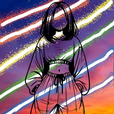 realistic girl faceless with baggy pants and a crop top