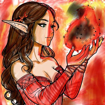 realistic elf girl doing magic