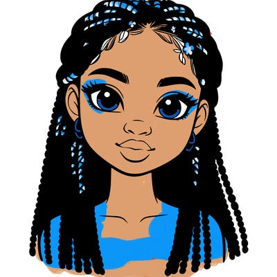 a realistic black girl with braids