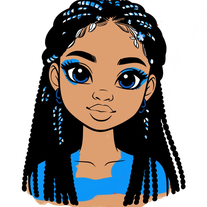 a realistic black girl with braids