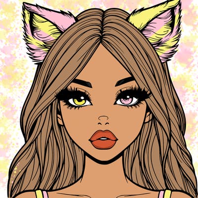 realistic girl with fox ears and realistic lips