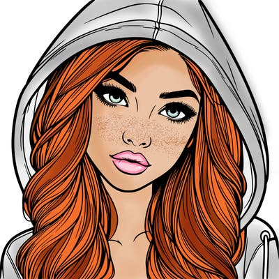 realistic beautiful girl with a hood on