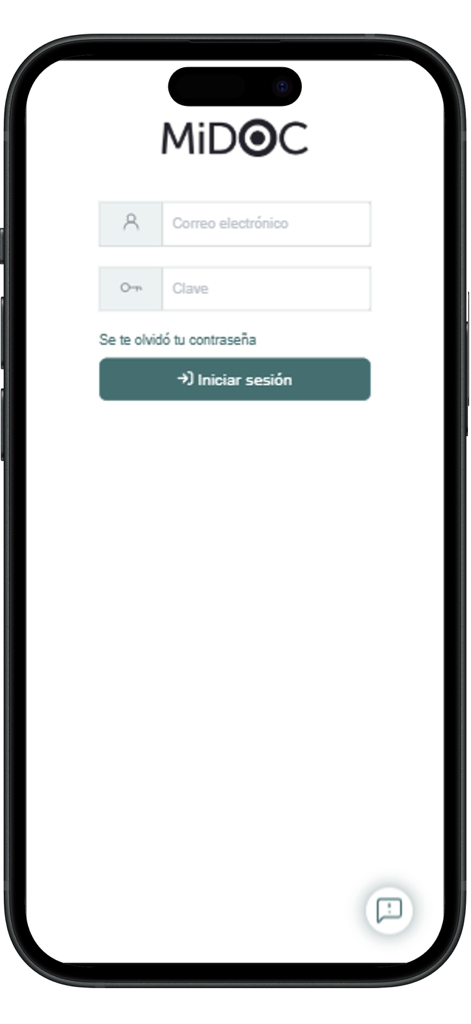 MiDOC.io - Login interface of the MiDOC app for independent healthcare professionals