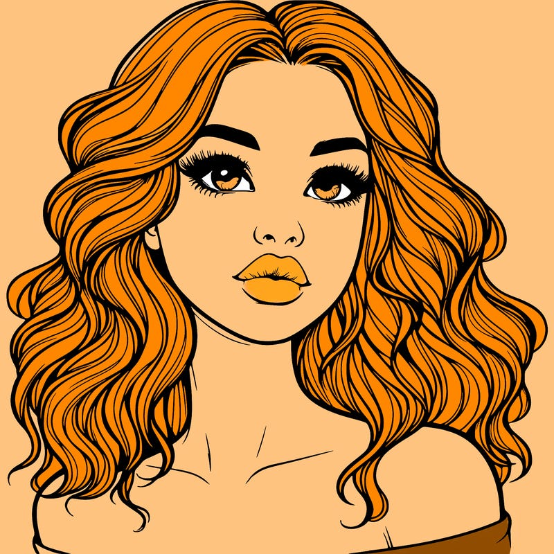 realistic girl with wavy hair and lips