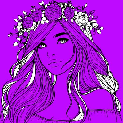 realistic girl with flower crown