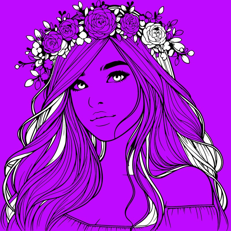 realistic girl with flower crown