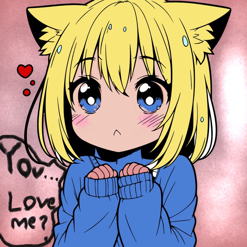 shy anime catgirl