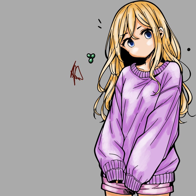 manga teen girl  in a sweater and baggy pants