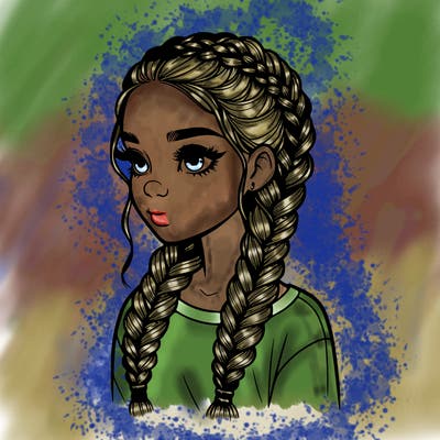 realistic girl with braids