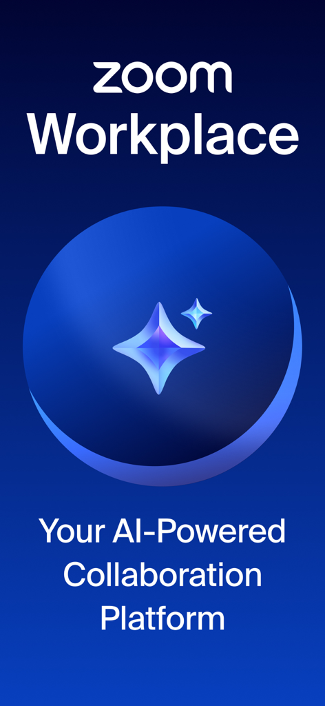Zoom Workplace 시작 화면에 "AI 기반 협업 플랫폼"이라는 텍스트 표시