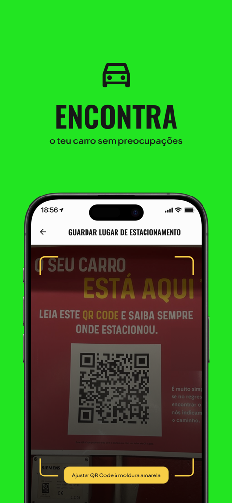 Colombo Loves Me - Smartphone screen displaying the Colombo Loves Me app parking finder feature scanning a QR code to save a car location