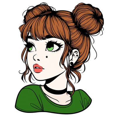 realistic girl with spacebuns