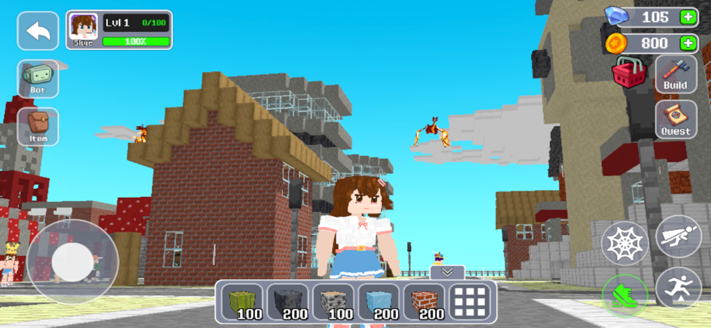 One Block World - Gameplay screenshot of One Block World featuring a character in a blocky city environment.