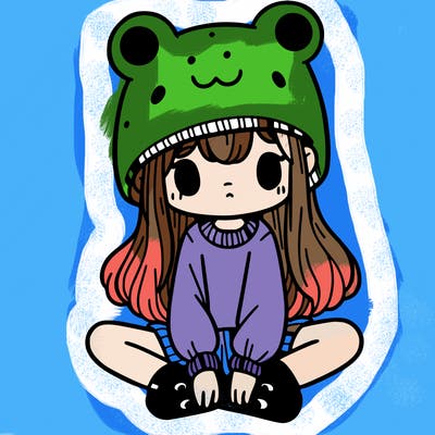a girl wearing a frog hat and some frog socks