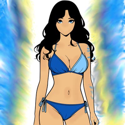 realistic girl with a revealing swimsuit