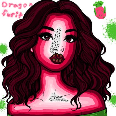 realistic girl with wavy hair and lips