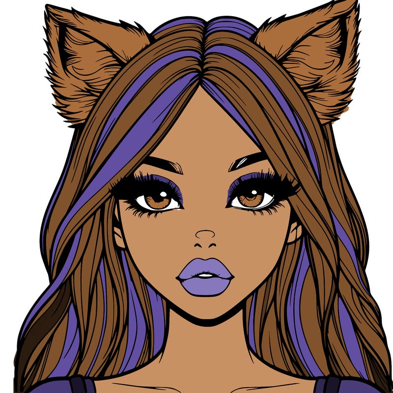 realistic girl with fox ears and realistic lips