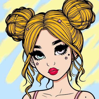 realistic girl with space buns